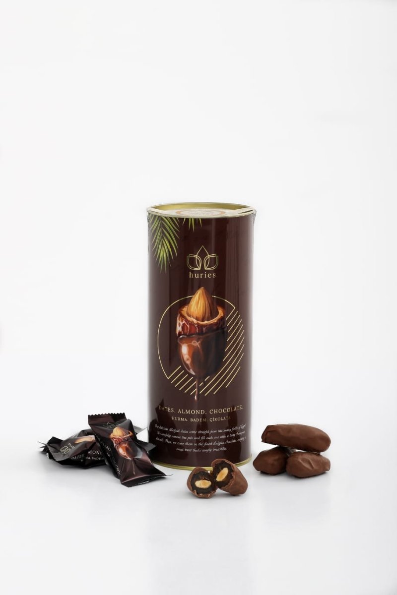 Huries Premium Almond - Stuffed Milk Chocolate Dates - 200g Tube - TryAladdin