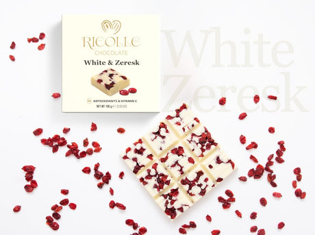 Ricolle White Chocolate with Zereshk Grape - 100gr - TryAladdin