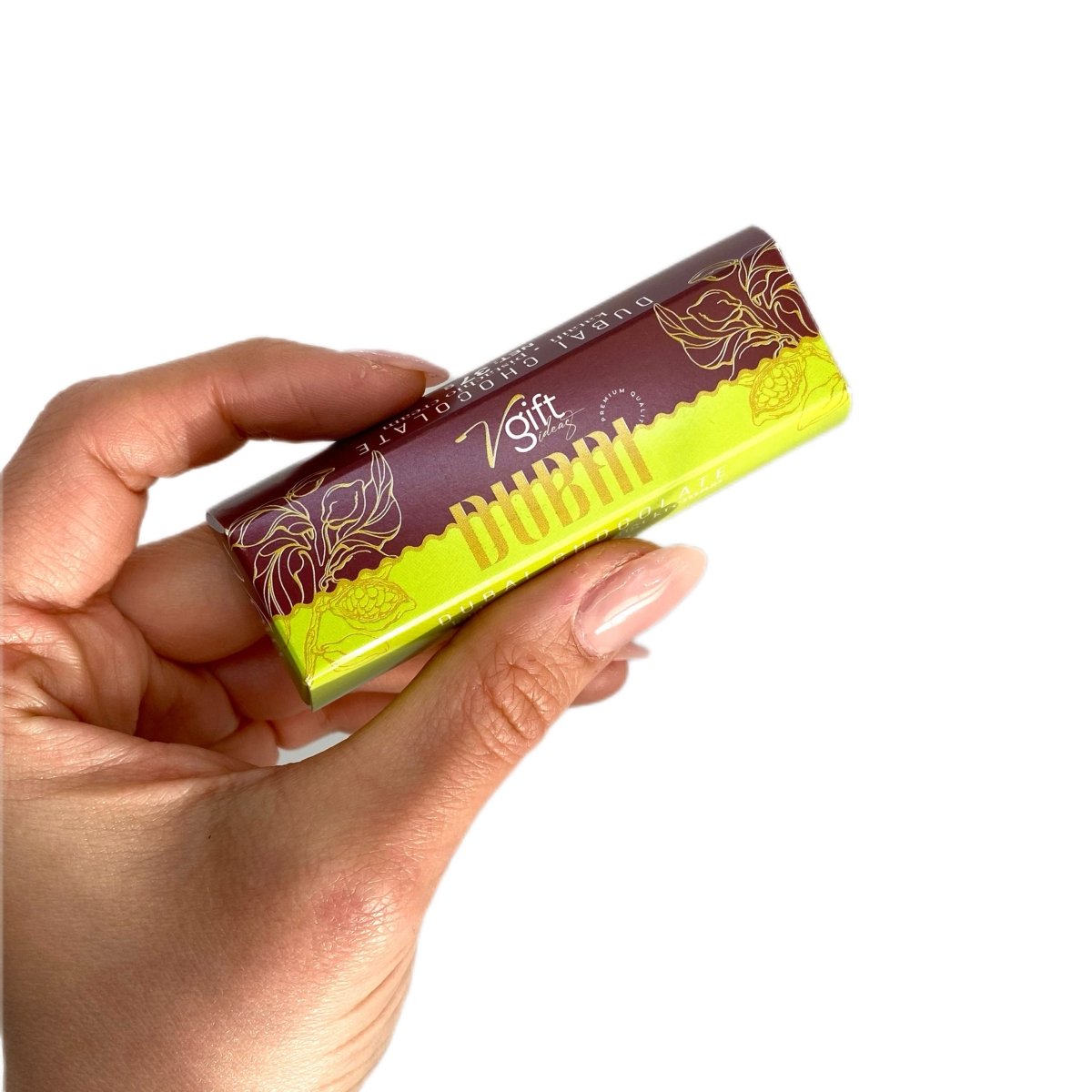 V - Gift Pistachio Praline Dubai Chocolate Bar – Crispy & Nutty Delight 37gr - TryAladdin