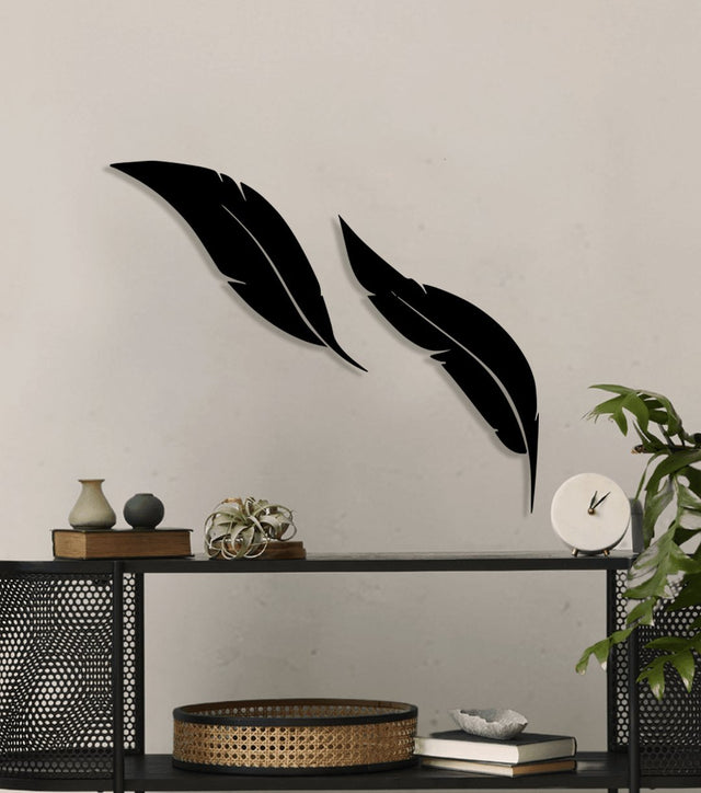 NR Dizayn | Feather 2 Piece Decorative Metal Wall Art - TryAladdin