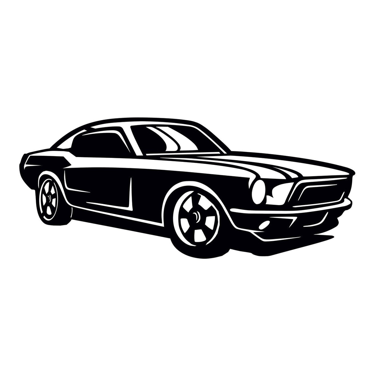 NR Dizayn | Mustang Car Side View Decorative Metal Wall Art - TryAladdin