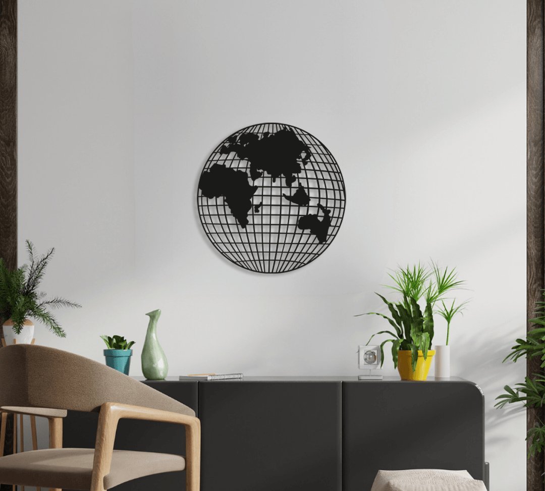 NR Dizayn | World Map Globe Decorative Metal Wall Art - TryAladdin