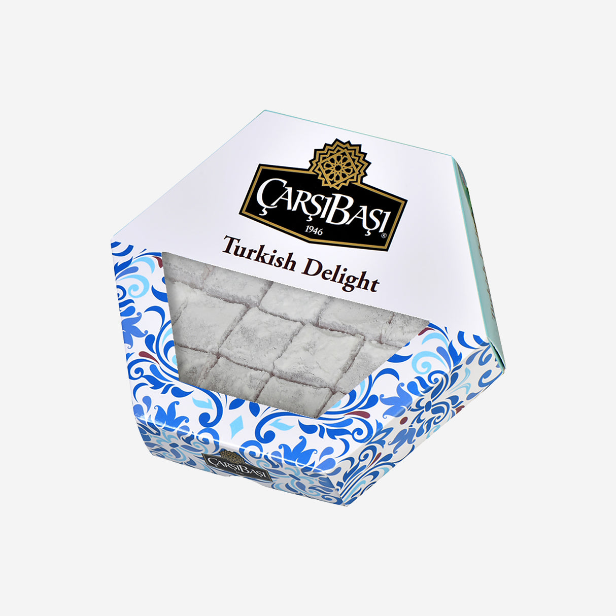 Carsibasi Klassieke Roos Turkse Delight (Güllü Lokum) - 300g Zeskantige Doos
