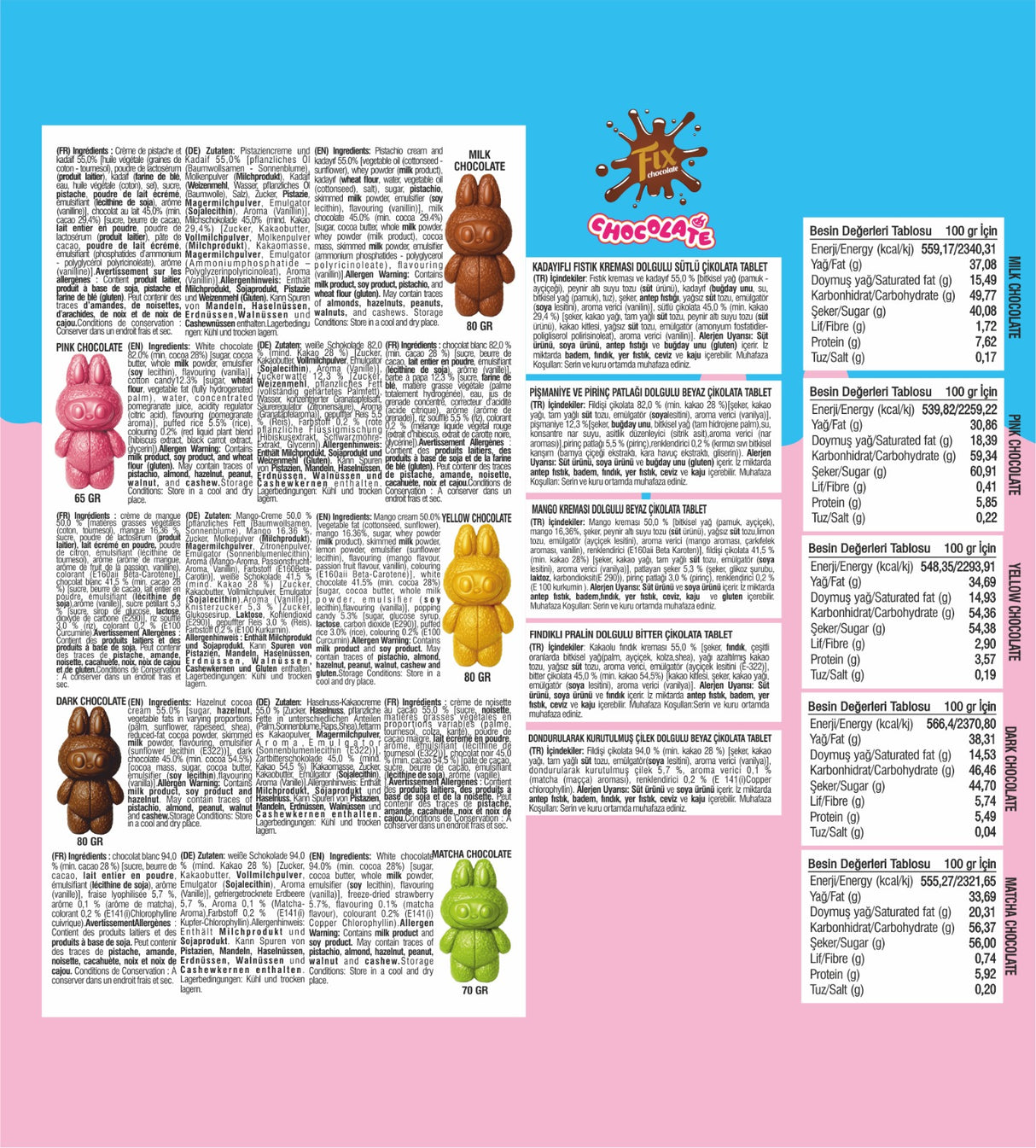 Fix Chocolade Limited Edition Verzamelbare Mysterie Konijn - Assorti (60g-80g)