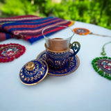 Lavina | Copper Turkish Tea Cup with Lid Erzincan Design - TryAladdin