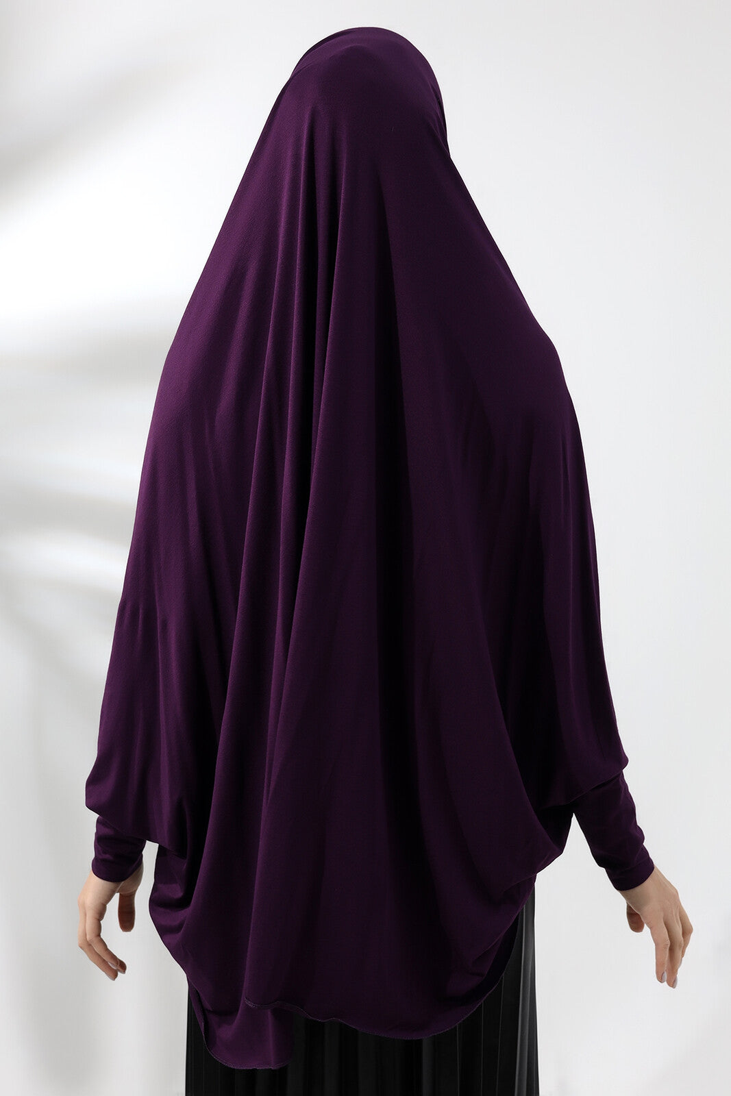 Plum Klaar om te Dragen Praktische Hijab met Mouw Kamgaren Soufflé Sjaal Hijab
