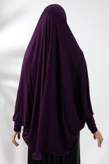 Plum Klaar om te Dragen Praktische Hijab met Mouw Kamgaren Soufflé Sjaal Hijab
