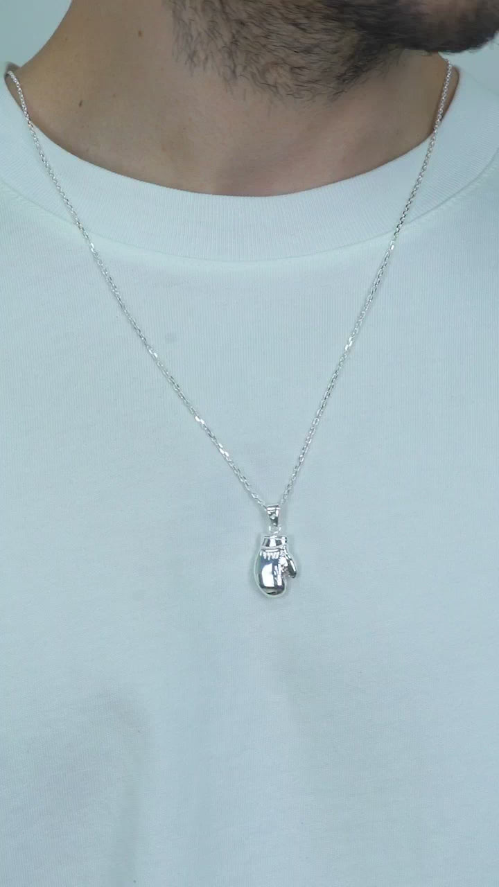 Taki | Kleine Maat Zilveren Bokshandschoenen Heren Ketting 55cm