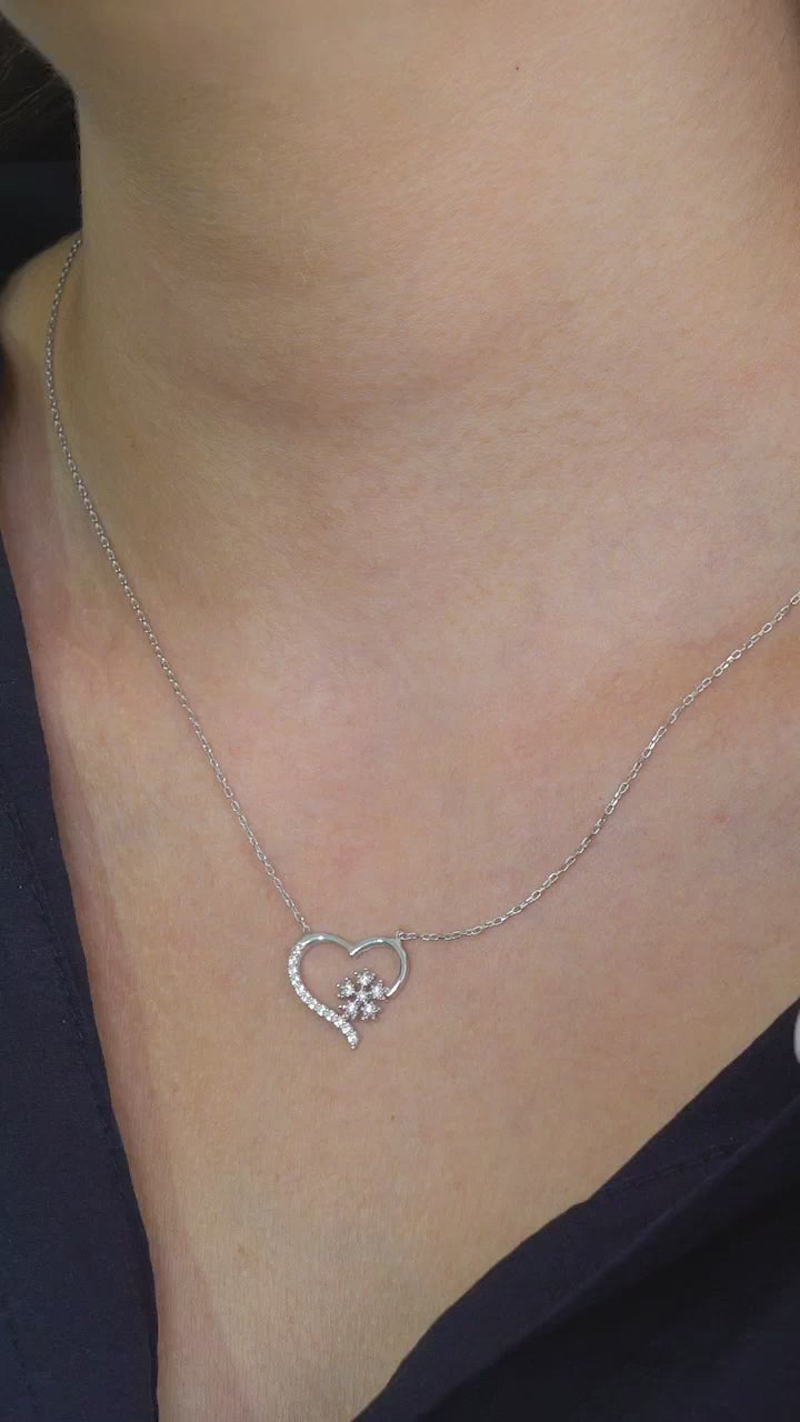 Taki | Hart Sneeuwvlok Vrouwen Zilveren Ketting Valentijns Geschenk