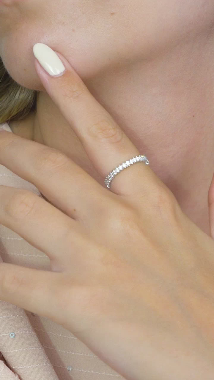 Taki | Enkele Rij Steen Dames Zilveren Ring Dun 3 Kleuren