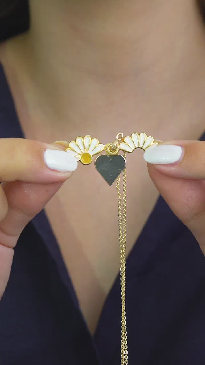 Taki | Gepersonaliseerde Gouden Vergulde Dames Daisy Hart Ketting