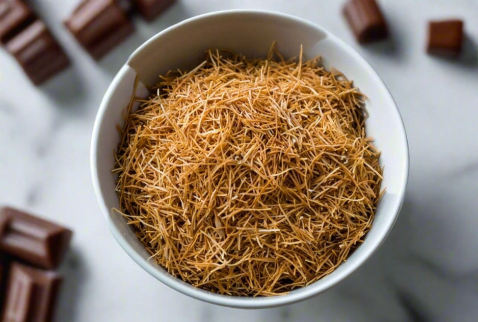 Geroosterde Kataifi/Kadayif voor het bereiden van Dubai chocolade en desserts