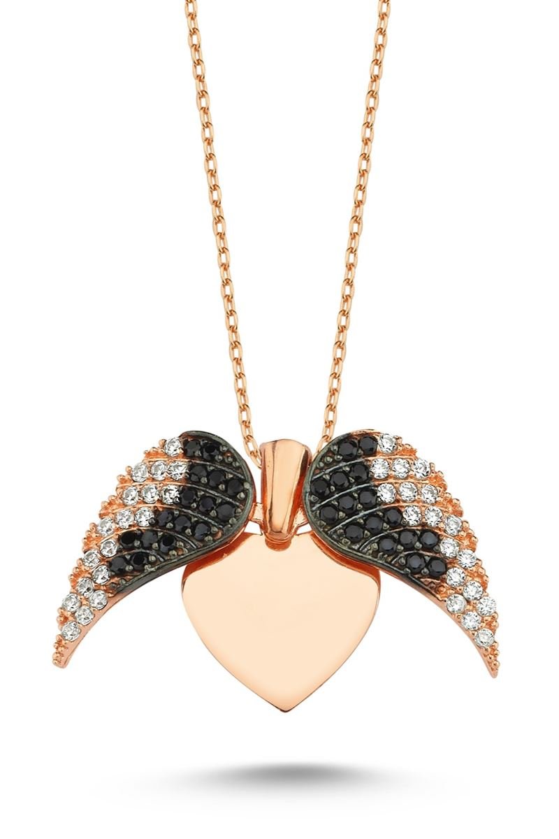 Taki | Wings of Love Personalized Name Ladies Silver Heart Necklace - TryAladdin